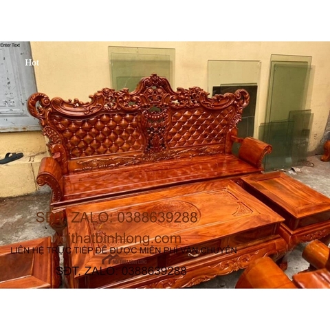 bộ bàn ghế phòng khách hoàng gia gỗ xà cừ bàn đục