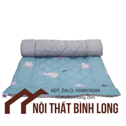 Nệm trải sàn chống trượt, 100% Virgin fiber, vải sateen, vải chống trượt, màu xanh