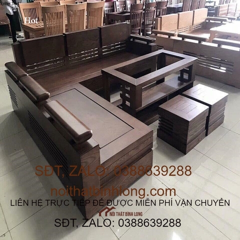 Bộ Bàn Ghế Sofa Góc Trứng Gỗ Sồi Nga