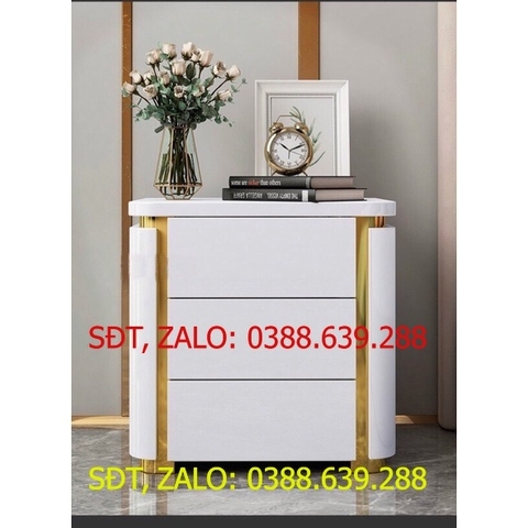 Tủ Để Đầu Giường - Tab Đầu Giường Gỗ MDF Cao Cấp Màu Trắng Với sự Kết Hợp Của Đèn lép Tạo Nên Sự Độc Dáo & Sang Trong