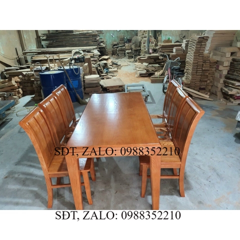 Bộ bàn ăn 1m6x80cm gỗ Sồi Nga
