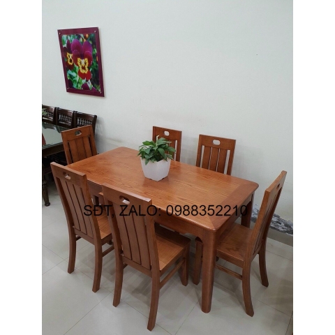 Bàn ăn sáu ghế gỗ sồi