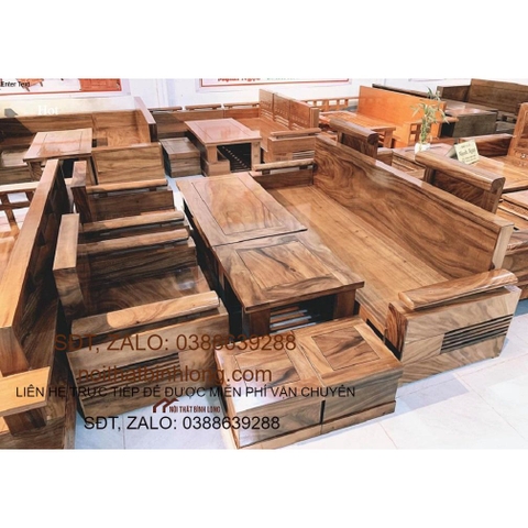 Bàn ghế sofa Phòng Khách gỗ hương xám mẫu 118