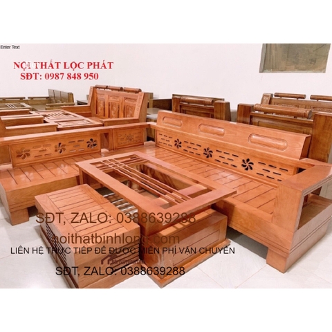 Bàn ghế Phòng Khách mẫu góc hoa bằng gỗ Sồi Nga
