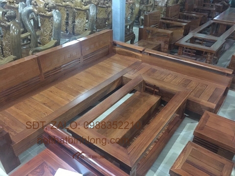 Bộ sofa gỗ sồi tự nhiên màu óc chó hiện đại có nệm đẹp
