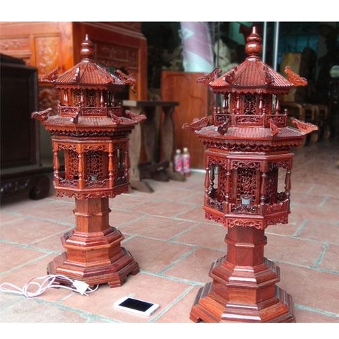 [Trả góp 0%] đèn lồng gỗ hương cao 81x32
