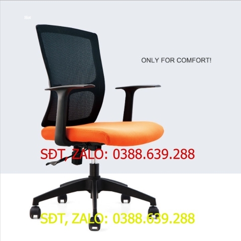 Ghế làm việc chân xoay đệm lưới thoáng mát- Ghế xoay văn phòng nâng hạ chiều cao hai màu đen cam GHP049