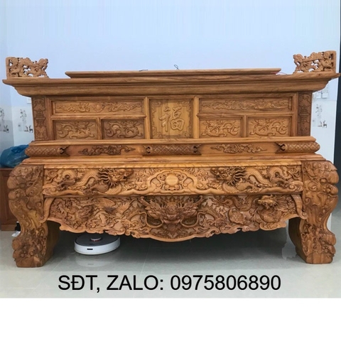 Sập thờ gỗ gõ chân 24 trạm rồng , hàng vip