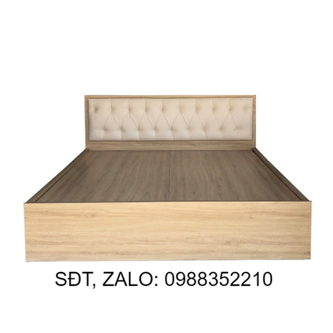 Giường Ngủ Gỗ MDF Phủ Melamine Bọc Nệm Kem Hiện Đại Màu Vàng HK 388