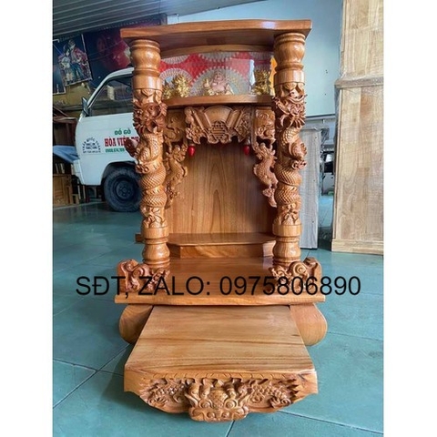 Bàn thờ thần tài ông địa Rồng Cuộn Hàng dày, bàn thờ gỗ cao cấp gỗ gõ , bàn thờ ông địa vip