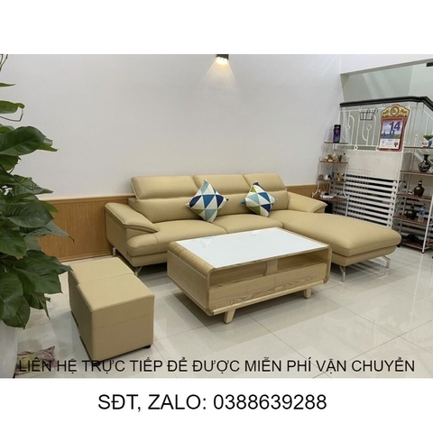 sofa gật gù thông minh góc chũ L ( da, nỉ) sang chảnh dành cho phòng khách ( kèm bàn trà như ảnh)