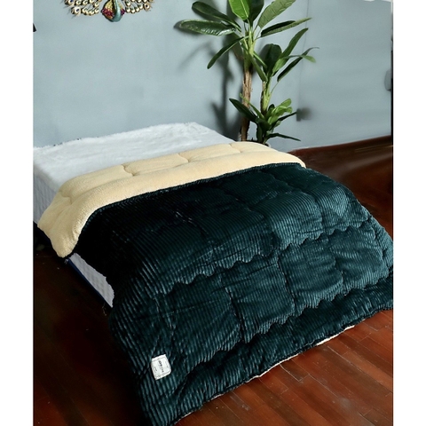 CHĂN LÔNG CỪU LOVEHOME - MÀU RÊU ĐẬM