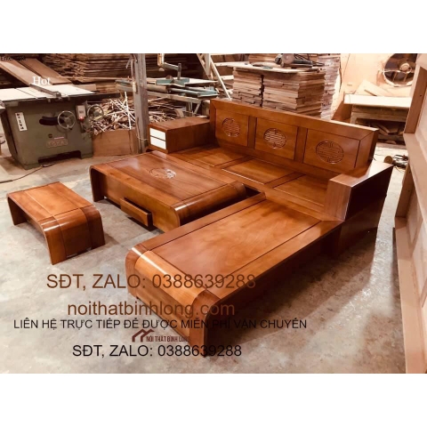 Bàn ghế Phòng Khách gỗ Sồi Nga mẫu 88
