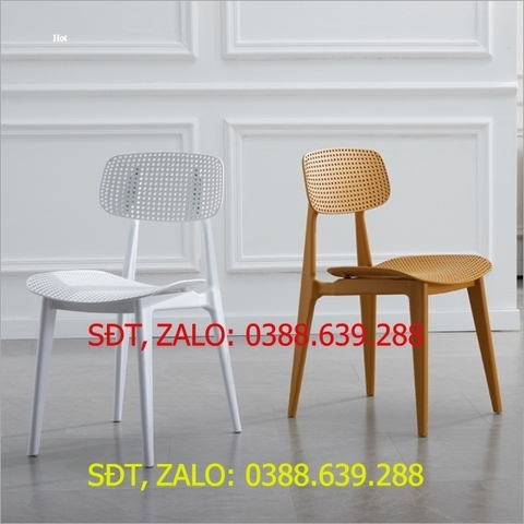 COMBO 2 Ghế Ăn Hiện Đại Nhựa Đúc PP Nguyên Chiếc Có Lỗ Thông Hơi, Ghế Ban Công Quán Coffee Phòng Chờ Hội Trường BGN003