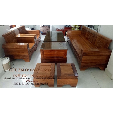 Bàn ghế Pháo gỗ sồi 7 món