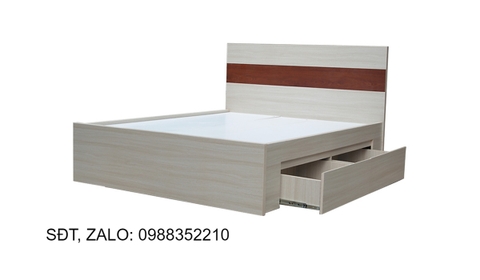 Giường Ngủ HH125 - 2 Hộc Tủ MDF Phủ Melamine Vân Gỗ chống trầy xước