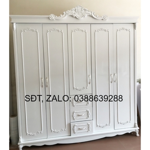 Tủ quần áo 5 cánh tân cổ điển giá rẻ QCA003 giá thật