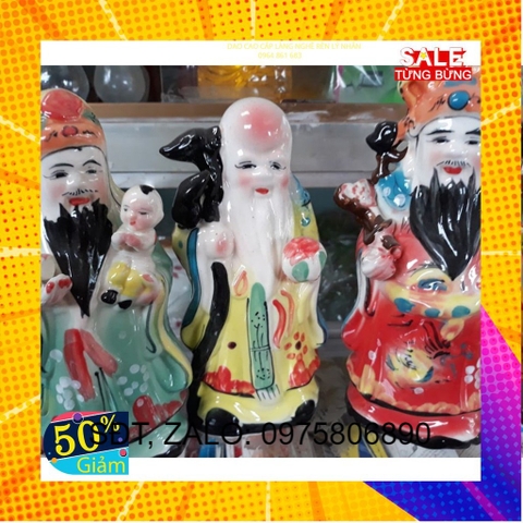 [Mã ICB0511 giảm 25% đơn 50K] bộ tượng phật 3 ông tam đa bằng sứ bát tràng cao cấp - bộ to size 26cm