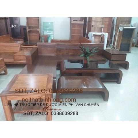 Bộ ghế sofa gỗ phòng khách gỗ sồi 2m7 x 2m Nội thất phòng khách