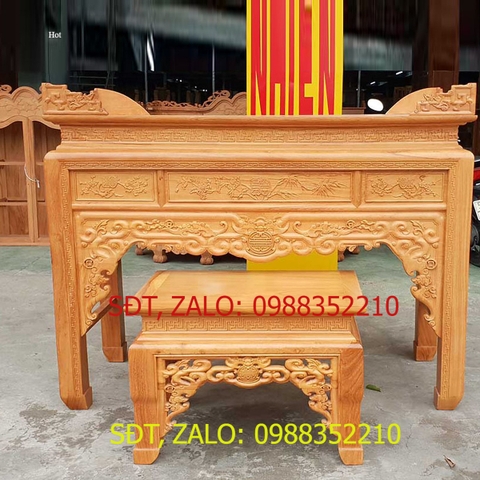 [Trả góp 0%] ÁN THỜ GỖ GÕ ĐỎ 1M27, bàn thờ gỗ gia tiên