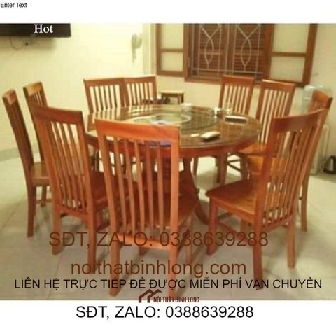 bộ bàn ghế ăn gỗ xoan đào 10 ghế bàn tròn 1,6m