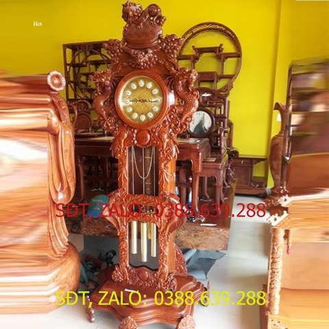 [Trả góp 0%] Đồng hồ cây nghê gỗ hương
