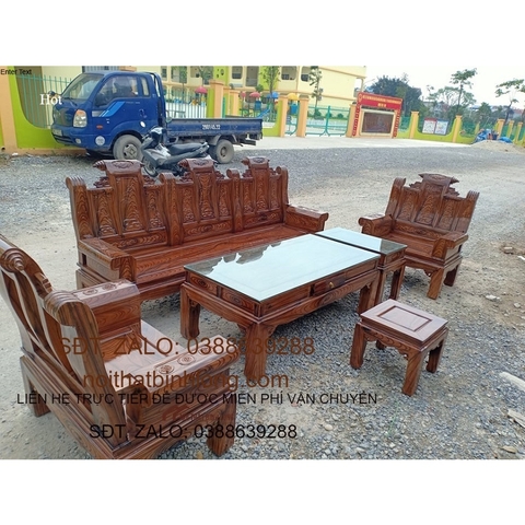 bộ bàn ghế âu á tay hộp gỗ xoan ta phun vân