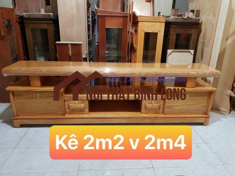 Kệ tivi dài 2m4 gỗ sồi