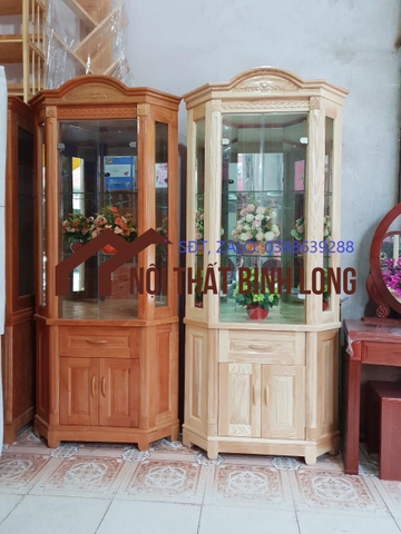 Kệ góc phòng khách gỗ sồi