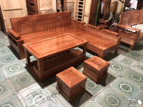 Bộ bàn ghế gỗ sồi Nga mặt liền