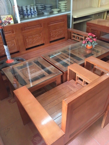 Bàn ghế phòng khách gỗ sồi Nga