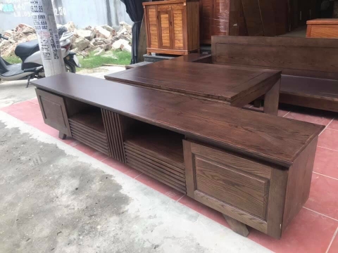 Kệ tivi gỗ sồi xám