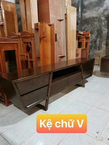 Kệ tivi gỗ sồi xám
