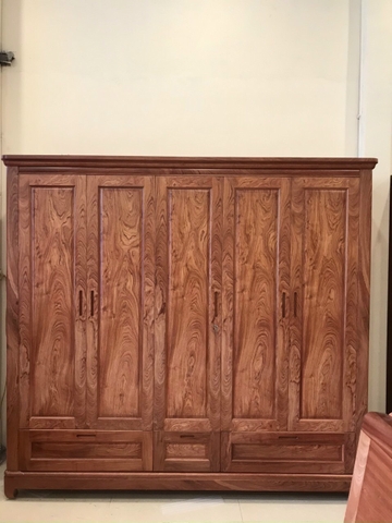 Tủ quần áo gỗ hương 5 cánh