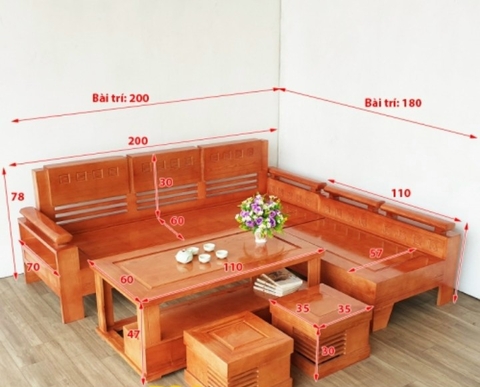 Bộ bàn ghế sofa góc gỗ sồi Nga