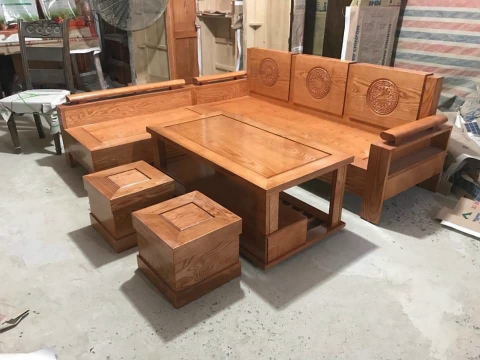 Bộ bàn ghế sofa góc gỗ sồi Nga