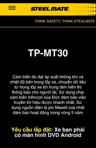 Áp suất lốp Steelmate tích hợp DVD MT30( BH 36T )