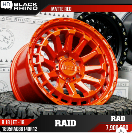 Black Rhino Raid 18 inch (Màu RED) Chính hãng
