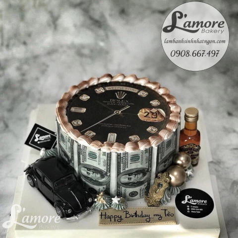 Bánh sinh nhật bố - sếp - bạn trai - đàn ông phong cách đồng hồ Rolex sang chảnh