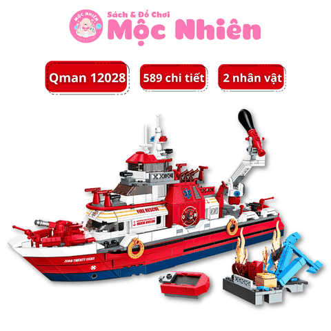 Đồ chơi lắp ráp xếp hình Qman 12028 - Tàu cứu hộ ven biển (589 chi tiết) - Dành cho bé trai từ 6 tuổi