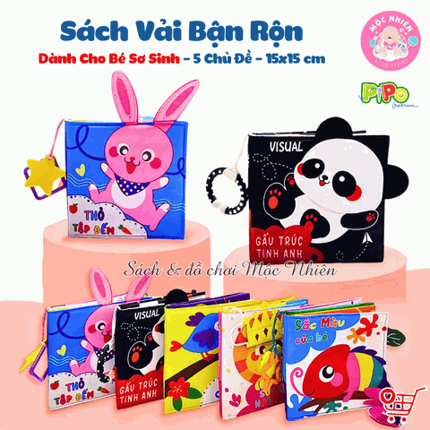 Sách vải tương tác lật mở cho bé nhận biết màu sắc, học chữ, tập đếm, 4 mùa (lẻ cuốn) size cơ bản 15x15 - Pipovietnam