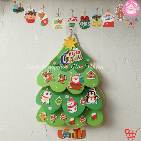 LalaXmas Tree - Cây thông Noel 3D bóc dán TẶNG KÈM đèn led 2m - Lalala Baby