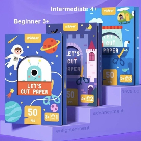 Combo 03 bộ cắt giấy thủ công Lets Cut Paper Mideer 03 cấp độ