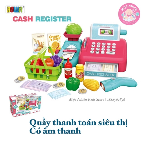 Đồ Chơi Hướng Nghiệp Nhập Vai Siêu Thị Quầy Thanh Toán 15 Món BOWA 8352A - Có dùng pin - Dành cho bé từ 3 tuổi