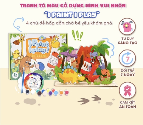 Đồ Chơi Tranh Gỗ Tô Màu Kèm Màu Nước, Cọ và Truyện Kể I Paint I Play! - Lalala Baby (Cho Bé Từ 3 Tuổi)