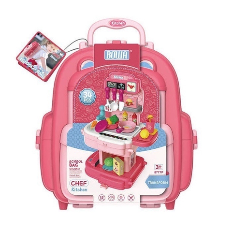 Đồ Chơi Hướng Nghiệp Nhập Vai Đầu Bếp Nấu Ăn BOWA 8777P - Cặp Nhà Bếp 34 Chi Tiết Có Lắp Vòi Nước Thật