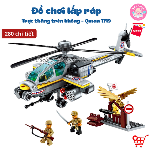 Đồ chơi lắp ráp, xếp hình Qman 1719 - Trực Thăng Trên Không (280 mảnh ghép)
