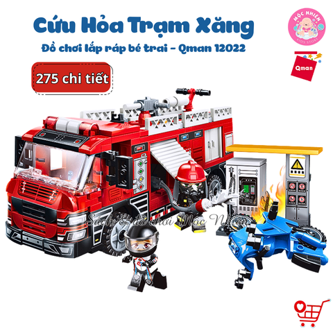 Đồ chơi lắp ráp xếp hình Qman 12022 - Cứu hoả trạm x ăng nhiên liệu (275 chi tiết) - Dành cho bé từ 6 tuổi