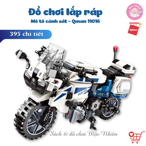 Đồ chơi lắp ráp xếp hình Qman 11016 - Mô tô cảnh sát (395 chi tiết) - Dành cho bé từ 6 tuổi