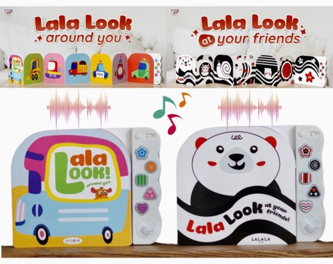 Combo 02 Cuốn Sách âm thanh Lalalook đồ chơi kích thích thị giác não bộ phát triển cho bé sơ sinh - Lalala baby